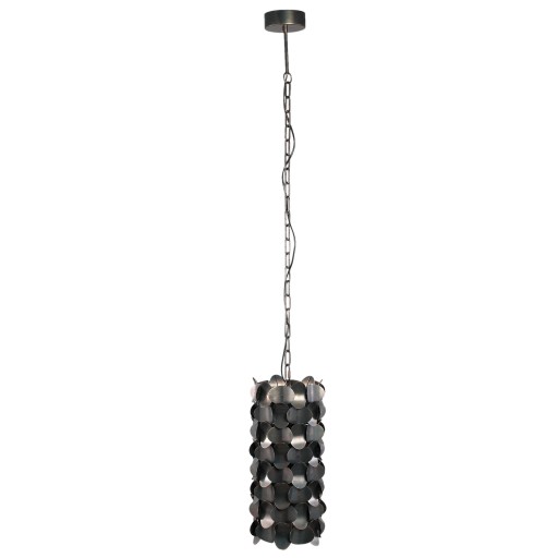 Jaye Zwarte Hanglamp | Ijzer met Cirkelpatroon Small, 23x23x153 cm - Product afbeelding