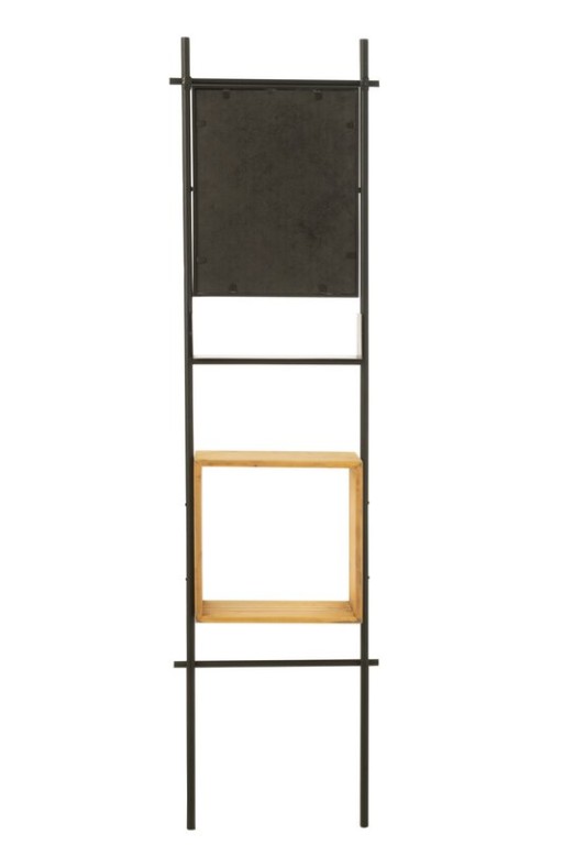 J-Line Wall Shelf With Mirror Tina Wood/Iron Black/Natural