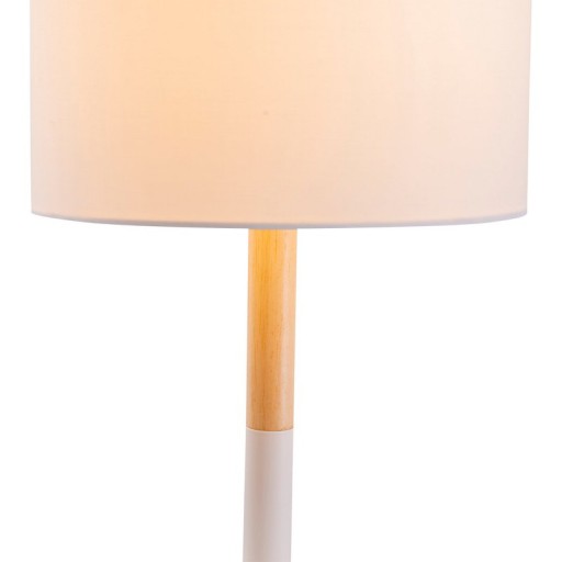Textile table light "Tessile", table lamp made of metal, textile and rubber tree in white/nature, with E14 socket, for dining room, living room, hallway or office, 37 cm high