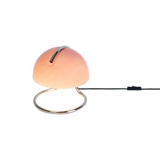 Table lamp "Burano" pink, approx. 25 cm high, Ø 23.5 cm, made of chrome -colored metal and pink glass, E27.