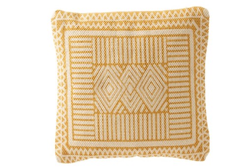 J-Line cushion Bali - cotton - white/Ochre