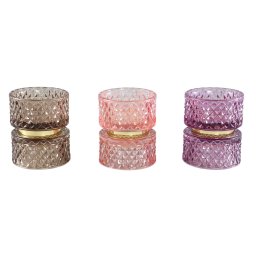 Asiya Pink Glass Tealight Gold Middle