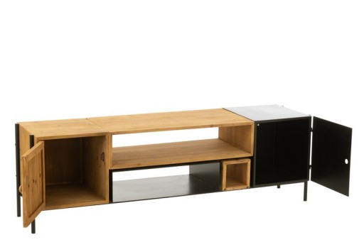 J-Line TV cabinet Tina - wood/iron - black/natural