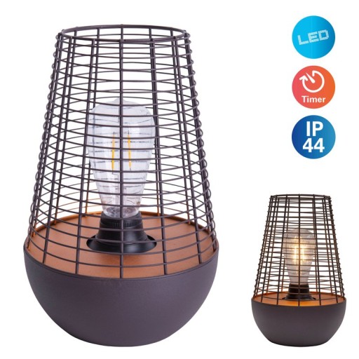 LED decol light 27 cm high, made of metal in black, firmly built -in LED, decoration for outside