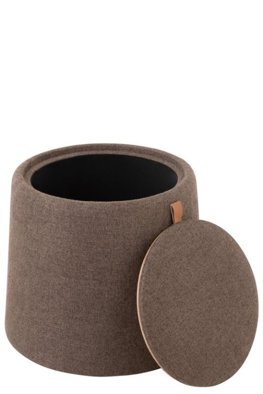 J-Line Pouf/Side Table Round Textile/Wood Brown