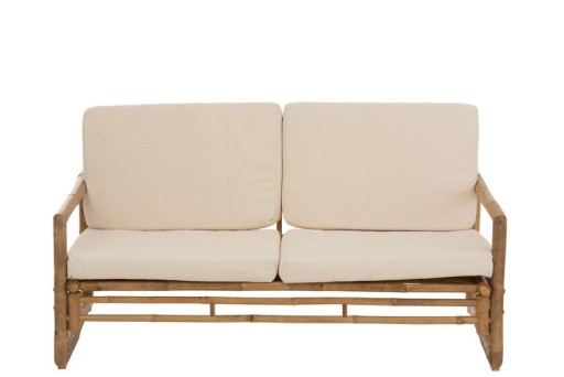 J-Line Rattan sofa - 2 people - bamboo/textile - natural