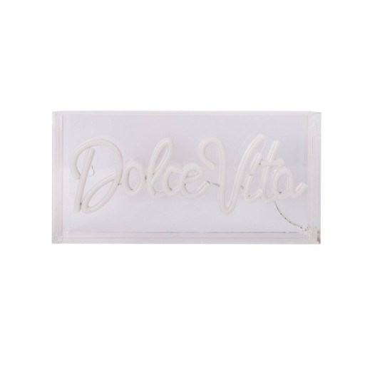 LED font light "Dolce Vita" decoration for inside 30 x 15 cm, in blue and magenta-red