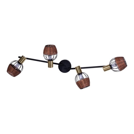 4 ceiling lamp "Corbis", metal spot in black, and gold, with E14 socket, for dining room, living room, hallway or office, ceiling lamp inside, 78 cm long