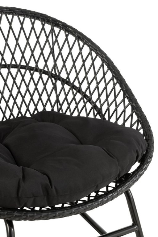 J-Line rocking chair + cushion Zayo - metal/wicker - black