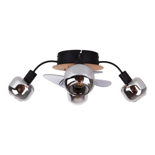 Ceiling lamp including fan "Fumoso", in black, brown and nature, for E27, Ø 51 cm