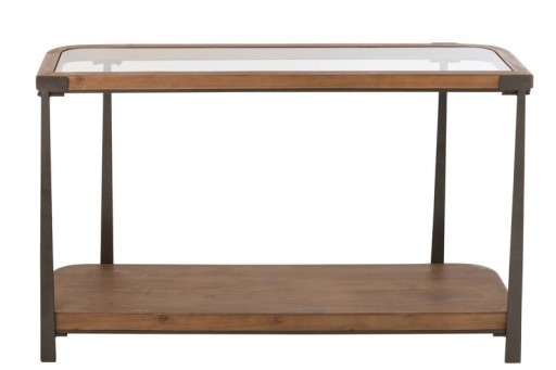 J-Line Console Spruce Wood/Glass Natural/Black