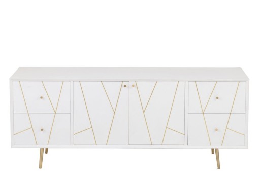 J-Line sideboard Lines 4 Drawers 2 Doors - wood/metal - white/gold