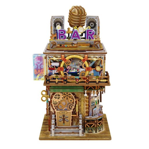 Tone-Cheer DIY 3D Houten Puzzel Desk Bin, Punk Bar, TQ183,15x14x25cm