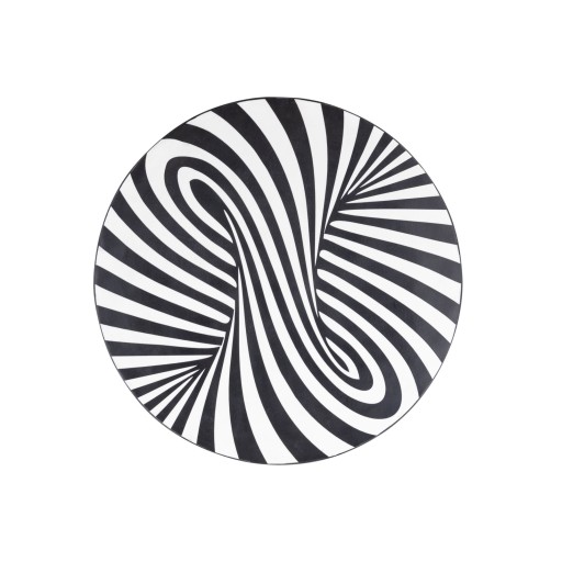 Hallie Black And White Wood Round Wall Panel Swirl
