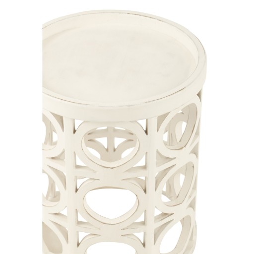 J-Line Bijzettafel Gekerfd Sparhout/Mdf Wit