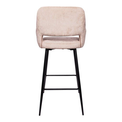 Fallon Velvet Khaki Bar Stool Black Metal Leg KD