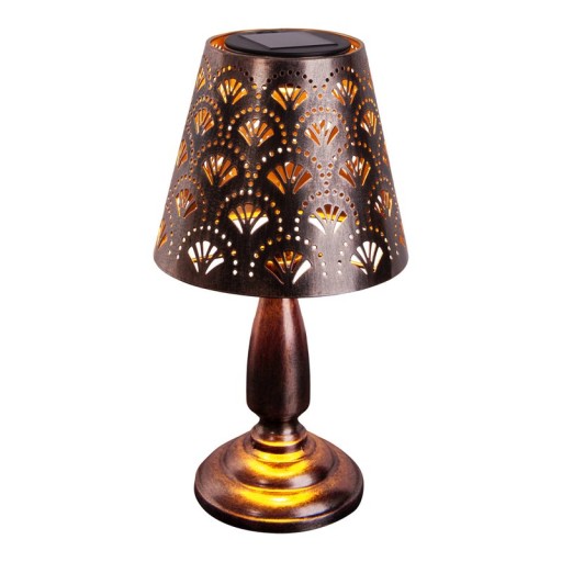 LED Solartischleuchte "ELSA" - Außen Tischleuchte aus Metall in Altmessing, mit integrierten LEDs