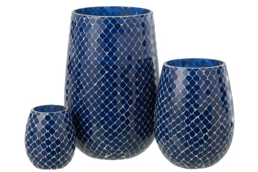 J-Line scented candle Mia Mosaik Blue Large-230h