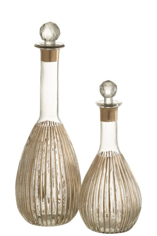 J-Line Carafe Stripes Oval Glass Gold/Transparent Large