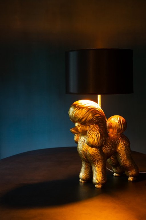 J-Line Lamp Dog Poodle Resine Gold