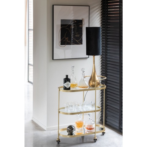 J-Line trolley Ovaal - metaal/spiegel - goud