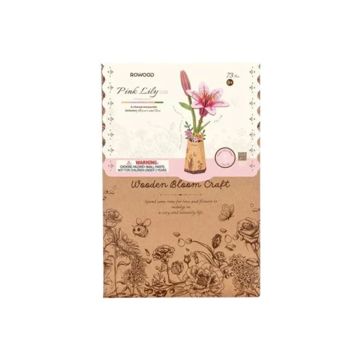 Robotime, DIY Houten Bloem Pink Lily, Roze Lelie, TW071,