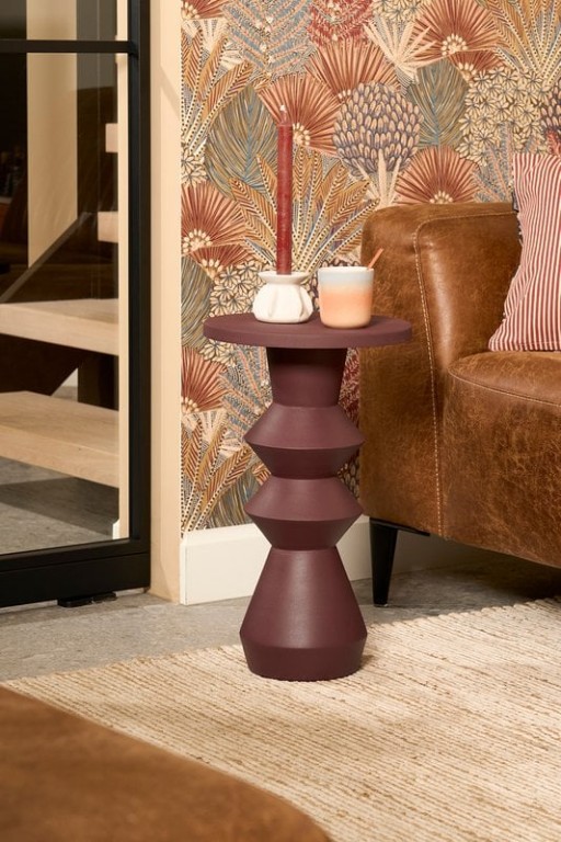 Estate side table - H51 x Ø30 cm - Metal - Dark purple