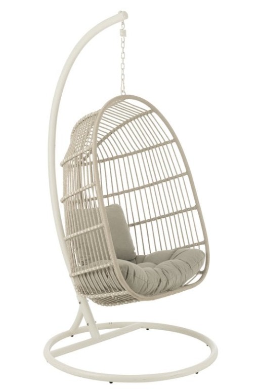 J-line hanging chair+cushion Egga metal/cord gray