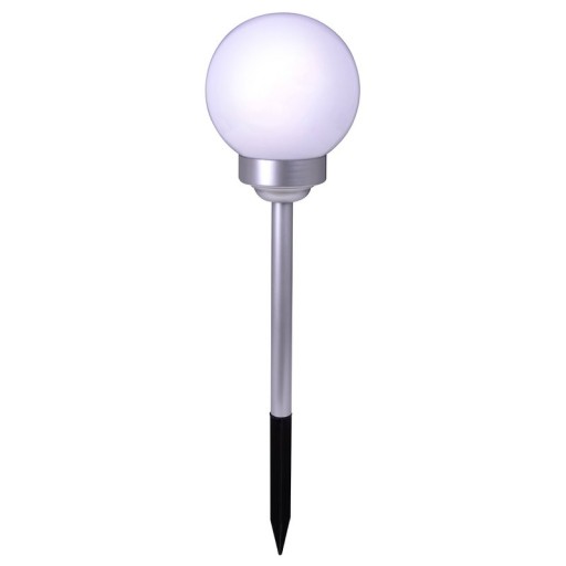 LED outside spherical spit "Ball" D: 25 cm, plastic earth skewer, white, with integrated LED