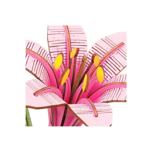 Robotime, DIY Houten Bloem Pink Lily, Roze Lelie, TW071,
