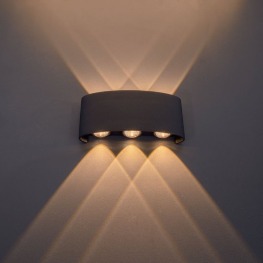 LED outer wall lamp "Auron", made of metal in anthracite, with integrated LED