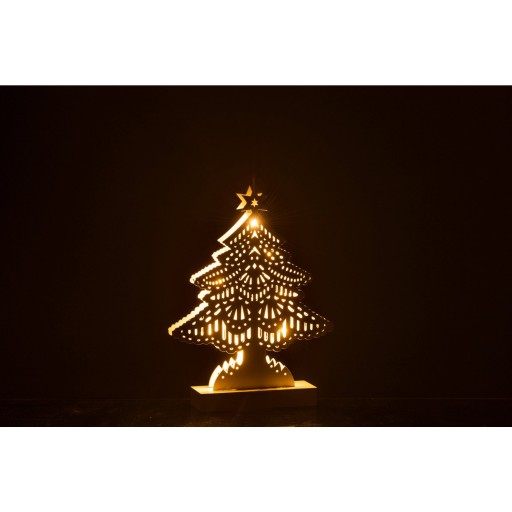 J-Line Deco Kerstboom Led Hout Wit Large