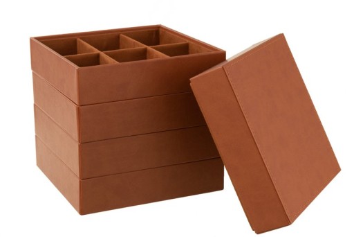 J-Line Jewelry Box 4 Pieces Faux Leather Cognac