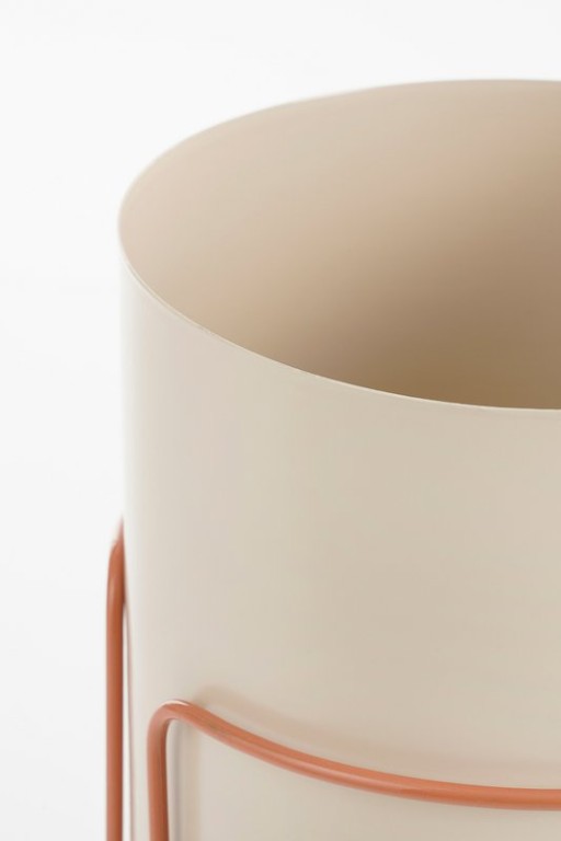 Collins flowerpot on Standard - H33 x Ø22 cm - Metal - Off -White, Peach