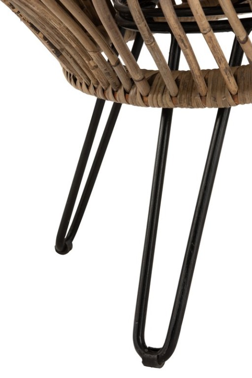 J-Line Lounge Vivi Rattan chair with cushion - jute/metal - natural