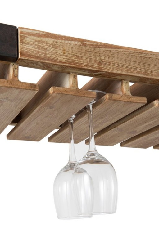 J-Line wine rack 50 bottles + glasses - wood/metal - nbaturel