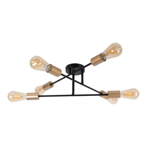 Ceiling light "Modo" 6-flame made of metal in black, versions gold, E27 socket, ceiling lamp for living room, dining room, kitchen, hallway, hallway or office with a Øvon 54.5 cm