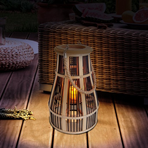 Decol light "Korbinian" including solar LED candle for garden and balcony, from rattan in nature, solar lamp height 35 cm