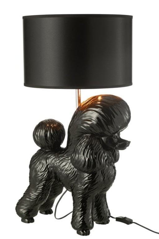 J-Line Lamp Dog Poodle Resine Black