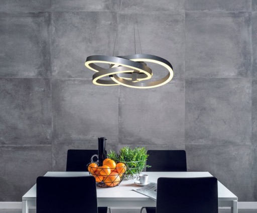 Smart Home LED pendant light "Divora" Ø 58cm, ceiling lamp made of metal, aluminum brushed and white plastic, with many functions, firmly built -in LEDs, lighting for living room, dining room office or hallway