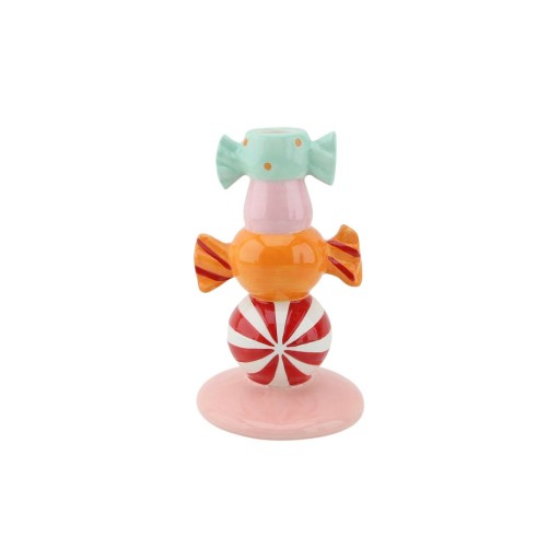 Kandelaar - Stapled Toffee Candy - Dolomite - Red Swirl Multi Color - 11x11x18cm