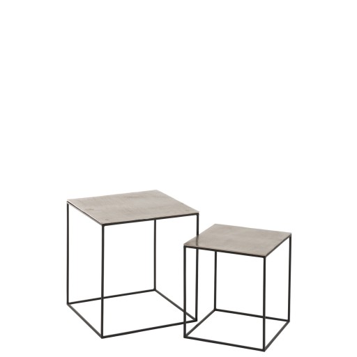 J-Line bijzettafel Vierkant - metaal - zilver/zwart