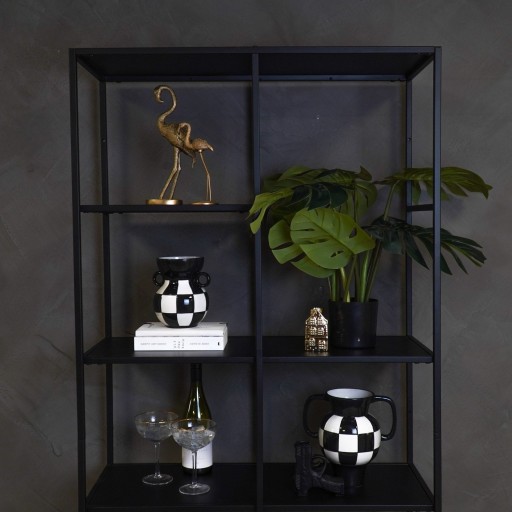 Vaas - Kan - Keramiek - Zwart/Wit - 14,5x14x17cm