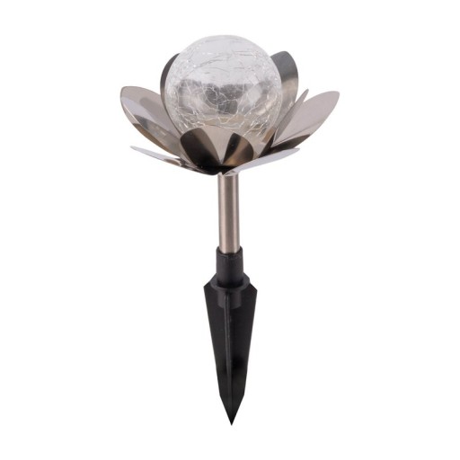 Solar-deco-earthspieß 3 Set "Lule" Ø approx. 10 cm, approx. 20 cm high, stainless steel, glass with a crackle effect