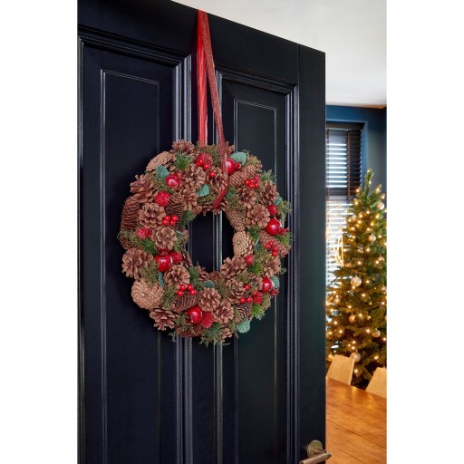 Landon Kerstkrans met Dennenappels - H9 x Ø45 cm - Bruin