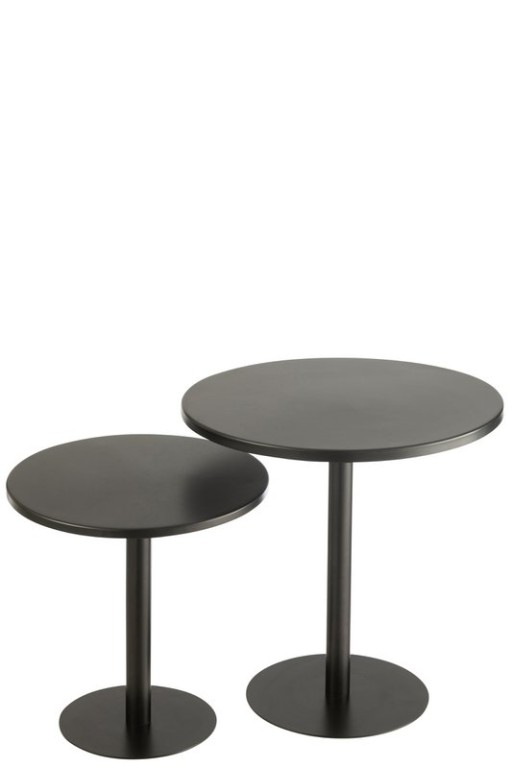 J-Line Set Of 2 Side Table Round Metal Black