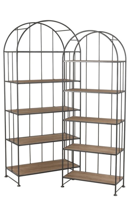 J-Line Rack Round - metal/wood - brown