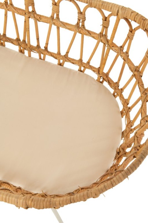 J-Line children's bed + mattress - rattan/metal - natural/white