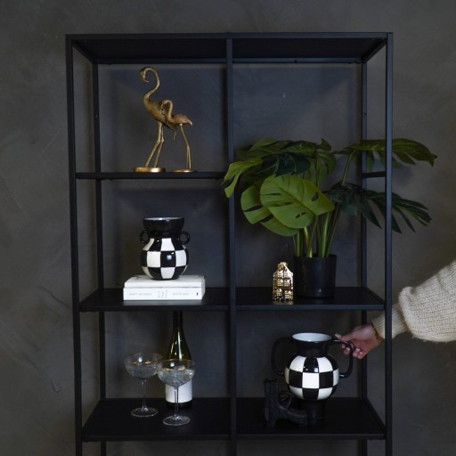 Vaas - Kan - Keramiek - Zwart/Wit - 14,5x14x17cm