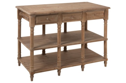 J-Line Console 6 Drawers Wood Natural